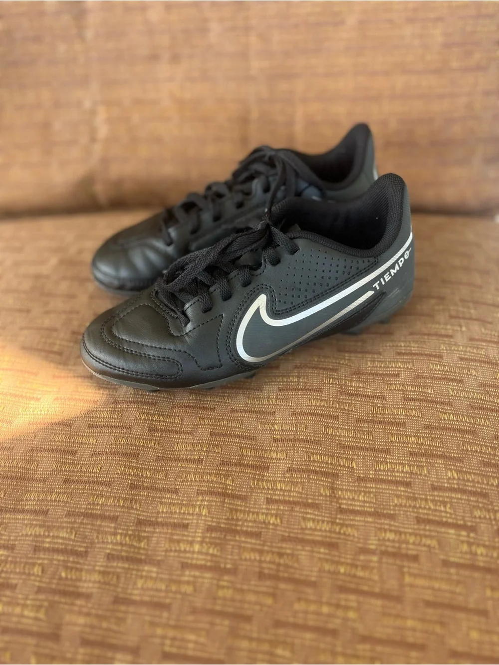 Nike Black & White kids Soccer Cleats- Tiempo